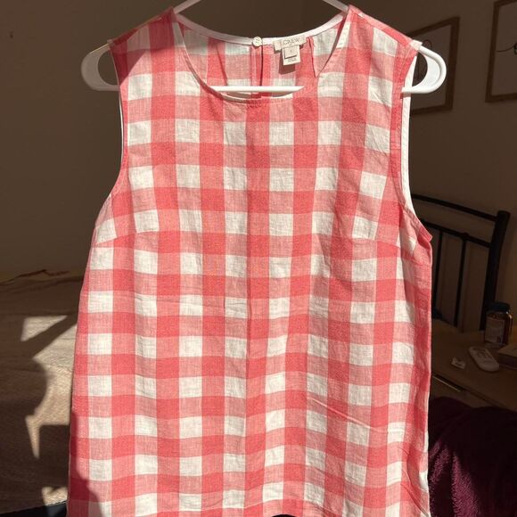J. Crew Tops - Jcrew Women's cotton linen red and white gingham tank top Size S/M